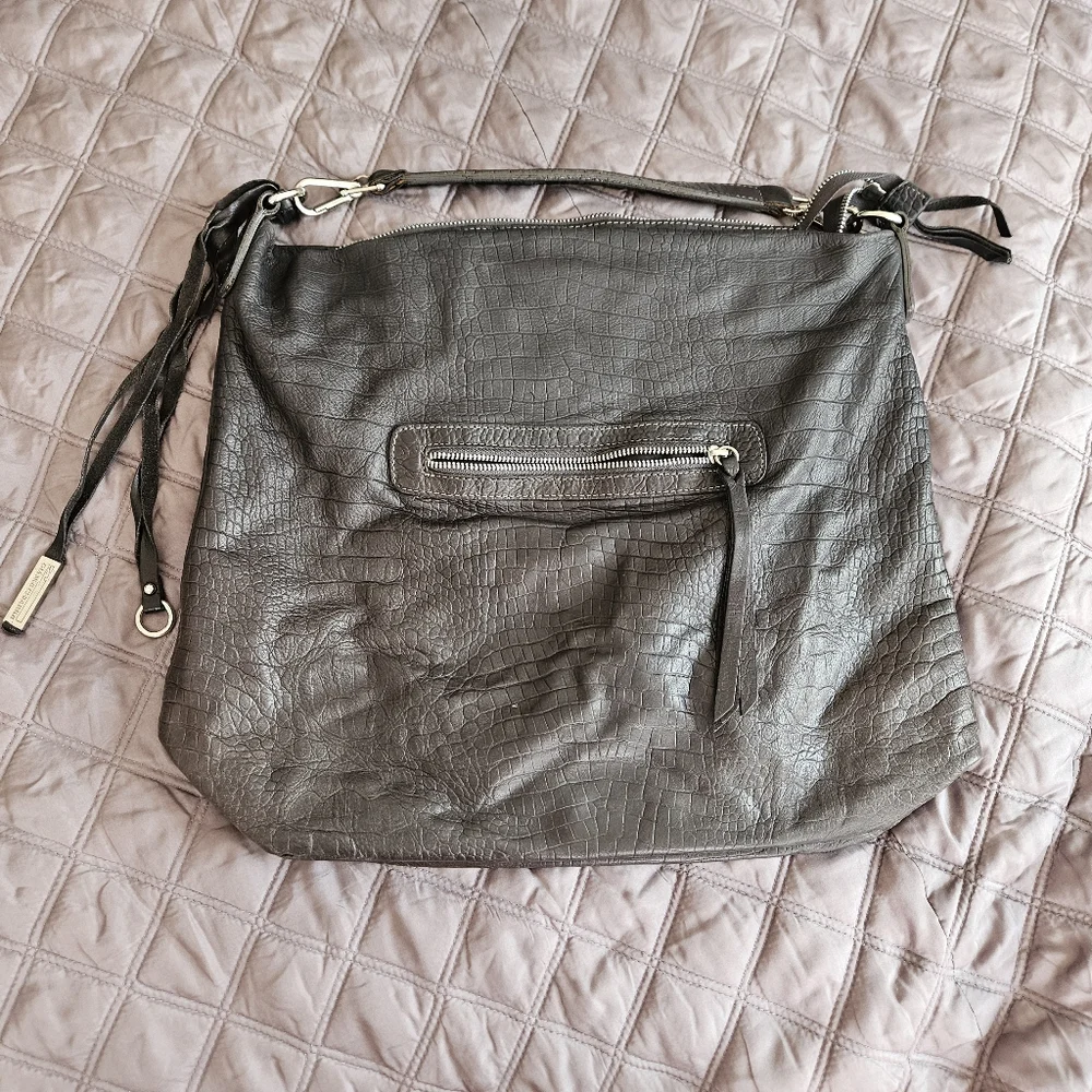 Black Crocodile Leather Gianni Chiarini Big Bag 14x14 - Picture 3 of 7